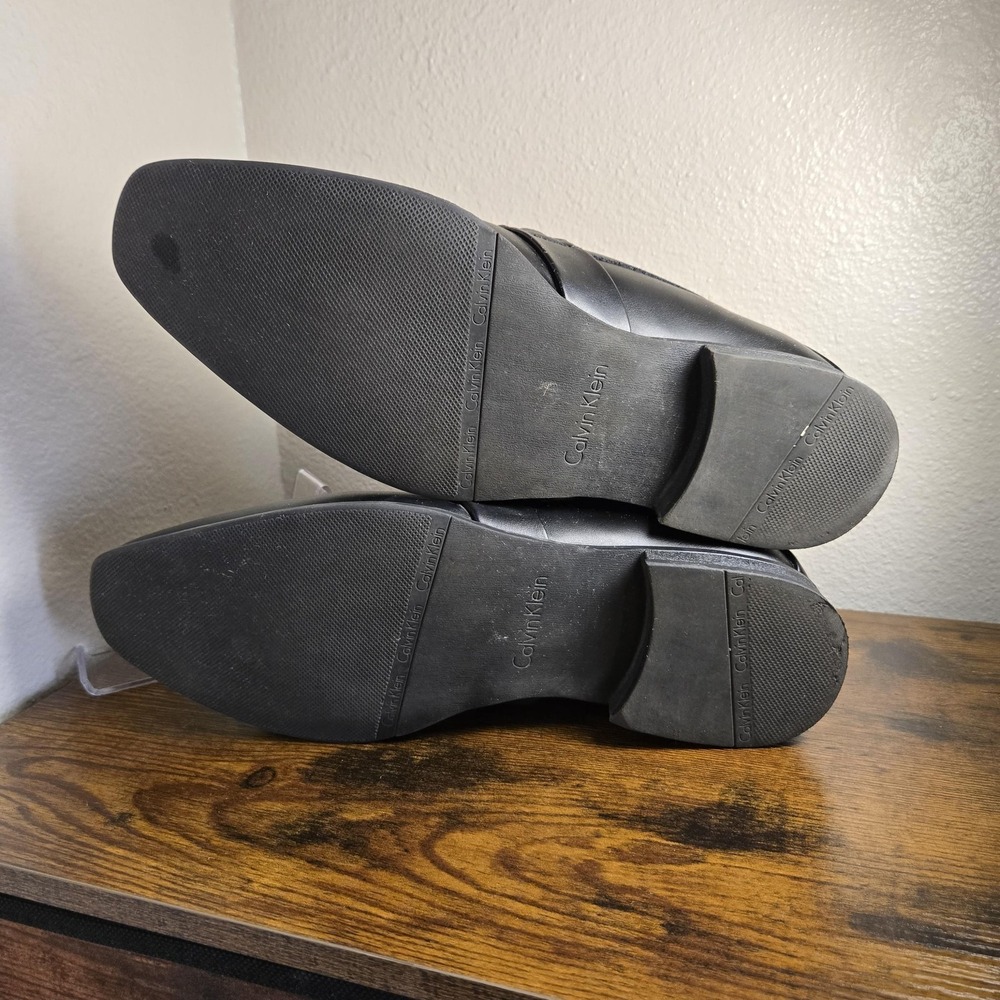 Calvin Klein Shoes Mens Size 10 Black Monk Strap Dress Slip On Square Toe Logo - Picture 4 of 8